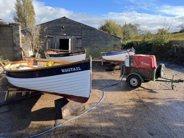 Boats queuing up for repairs and maintenance at the boatyard