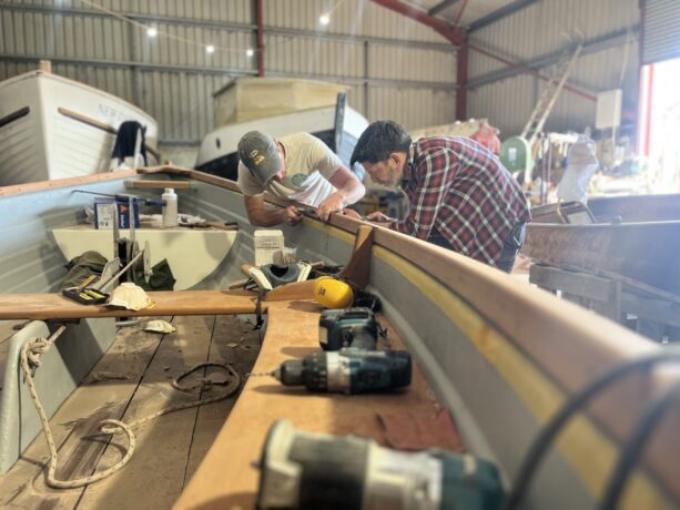 Boat maintenance at the Saltmarsh Marine boatyard, Blakeney Norfolk